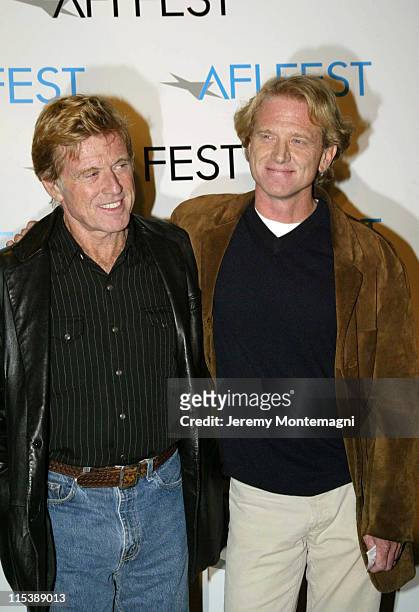 Robert Redford and James Redford during AFI Film Festival Screening of James Redford's Directorial Debut "Spin" at Arclight Cinema in Holllywood,...