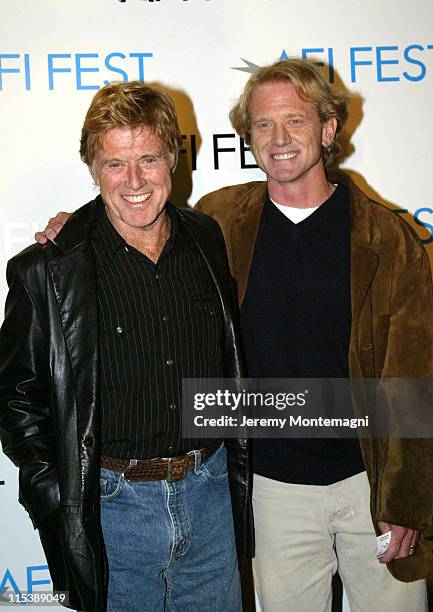Robert Redford and James Redford during AFI Film Festival Screening of James Redford's Directorial Debut "Spin" at Arclight Cinema in Holllywood,...