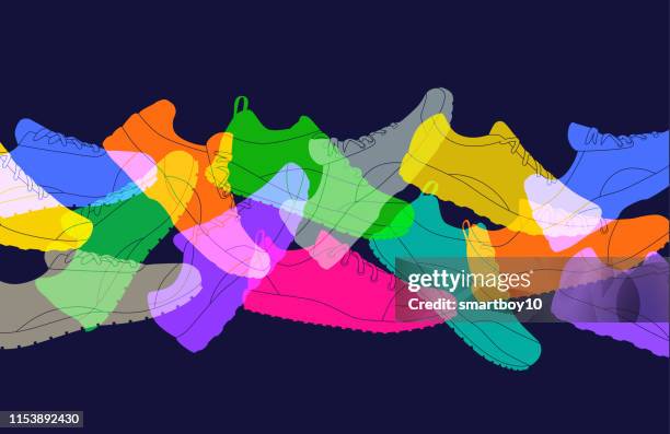 ilustraciones, imágenes clip art, dibujos animados e iconos de stock de zapatillas deportivas - zapato de tela