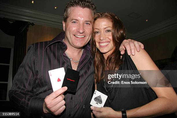 Shannon Elizabeth and Calvin Ayre, CEO/Founder of Bodog.com and Donation check