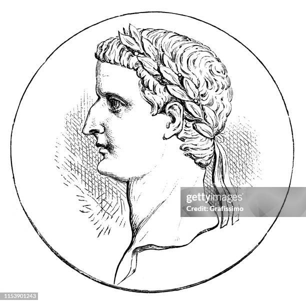 stockillustraties, clipart, cartoons en iconen met romeins keizer tiberius portret - romeinse keizer