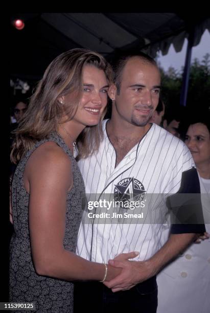 Brooke Shields and Andre Agassi during "An Evening at the Net Benefit Permanent Charities Committee at UCLA Tennis Center in Los Angeles, CA, United...