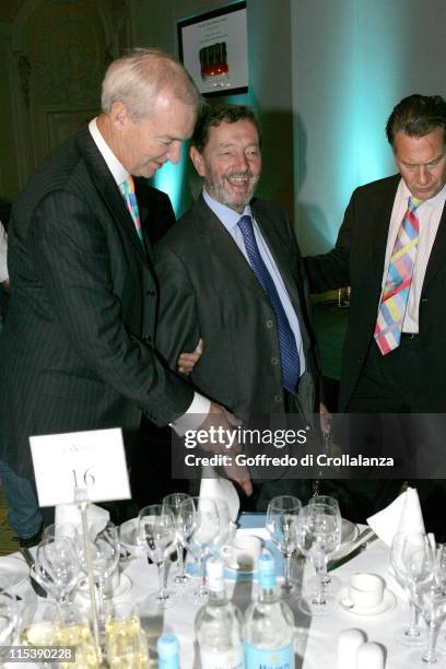 Jon Snow, David Blunkett and Michael Portillo during Turn the Tables Charity Lunch - October 17, 2005 at The Savoy in London, Great Britain.