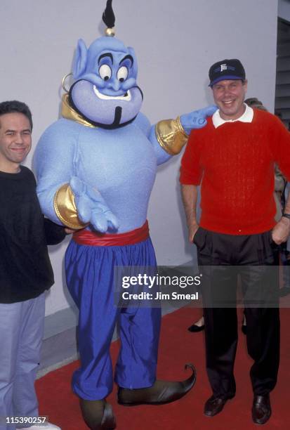 Michael Eisner & Gilbert Gottfried during "Aladdin" Benefit Premiere at El Captian Theater in Hollywood, California, United States.