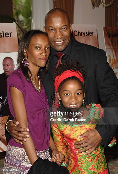 John Singleton with his daughters during Director John Singleton to Receive the 2005 DaimlerChrysler "Behind The Lens" Award at Beverly Hills Hotel...