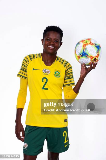 Lebohang Ramalepe of South Africa poses for a portrait during the official FIFA Women's World Cup 2019 portrait session at Royal Barriere Hotel on...