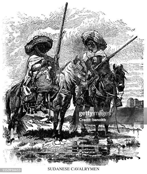 sudanese cavalrymen - saudi man stock illustrations