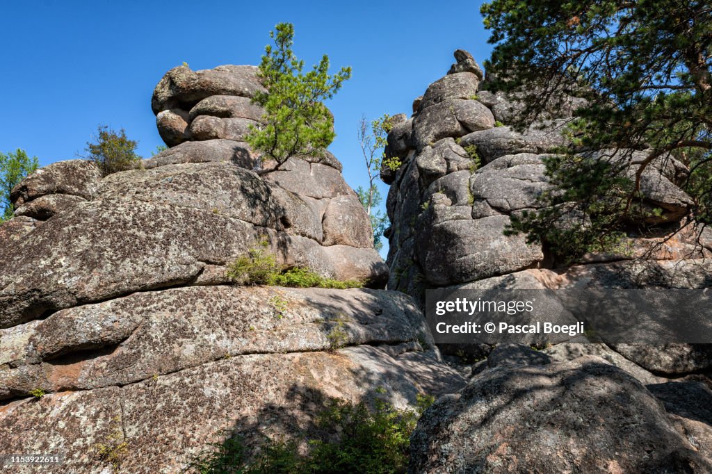 The grandmother's rock in the Stolby Nature Reserve, Siberia, Russia