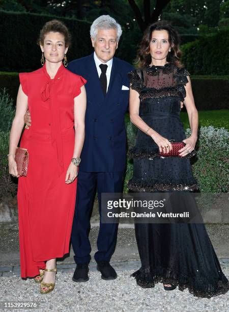 Ginevra Elkann, Alain Elkann and Osanna Visconti di Modrone attends the McKim Medal Gala 2019 at Villa Aurelia on June 05, 2019 in Rome, Italy.