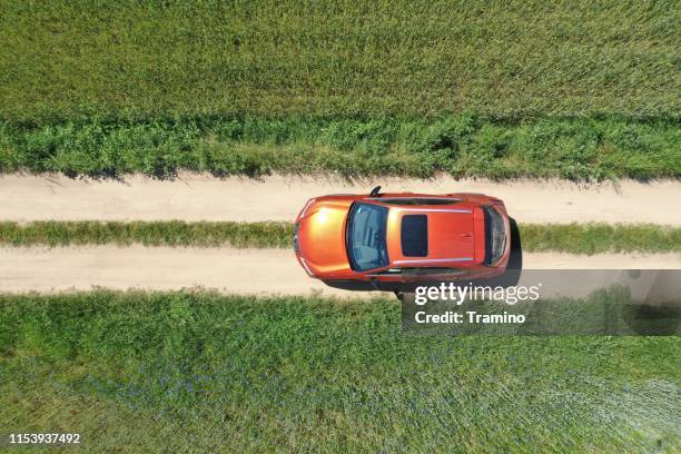 lexus ux 250h between the fields from the top - sunroof stock pictures, royalty-free photos & images