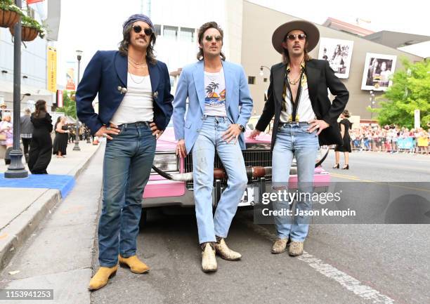 Cameron Duddy, Mark Wystrach and Jess Carson of musical group Midland attend the 2019 CMT Music Awards at Bridgestone Arena on June 05, 2019 in...