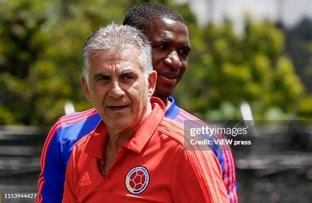 Colombia's national soccer coach Carlos Queiroz during a training session on June 5, 2019 in Bogota, Colombia. Colombia will face Argentina, Paraguay...