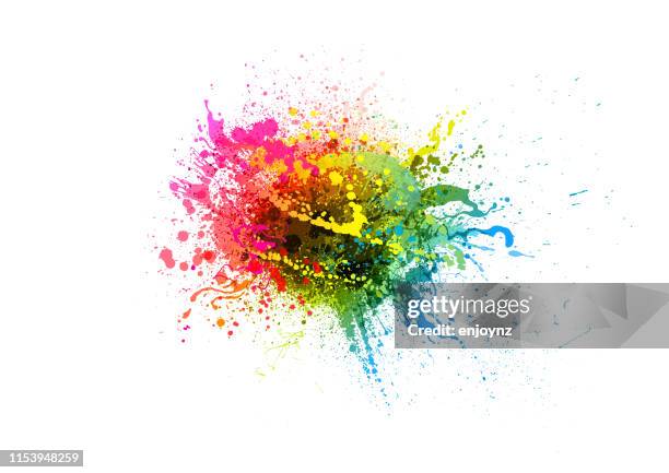 rainbow paint splash - exploding paint brush stock illustrations