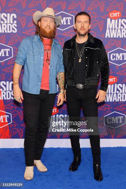 John Osborne and T.J. Osborne of musical duo Brothers Osborne attend the 2019 CMT Music Award at Bridgestone Arena on June 05, 2019 in Nashville,...