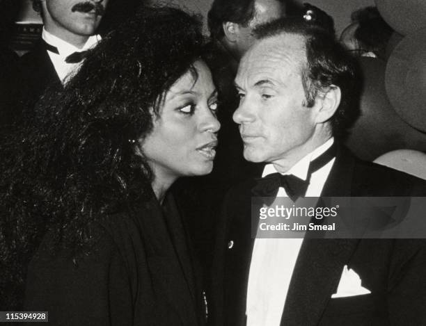 Arne Naess and Diana Ross during Swifty Lazar Oscar Party at Spago's Restaurant in Hollywood, California, United States.