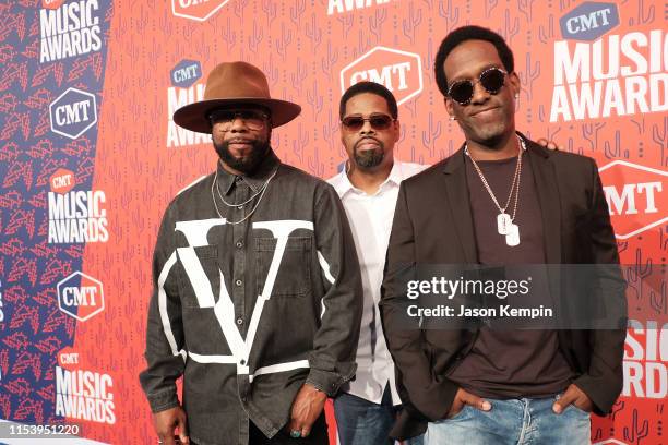 Wanya Morris, Nathan Morris and Shawn Stockman of Boyz II Men attend the 2019 CMT Music Award at Bridgestone Arena on June 05, 2019 in Nashville,...