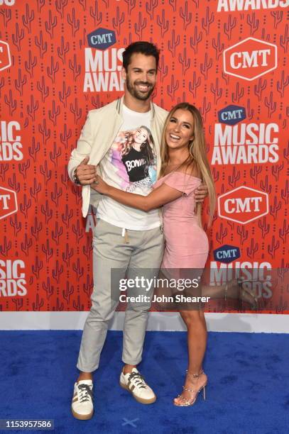 Eric Decker and Jessie James Decker attend the 2019 CMT Music Awards at Bridgestone Arena on June 05, 2019 in Nashville, Tennessee.