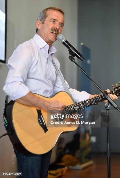 Retired astronaut Chris Hadfield plays guitar and sings to school children during the Amplify festival at Museum of Contemporary Art on June 06, 2019...