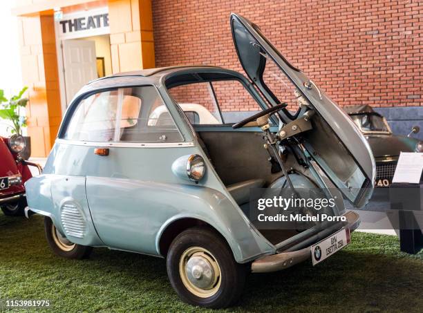 Isetta 250 is on display at the microcar exhibition at the Louwman Museum on July 5, 2019 in The Hague, The Netherlands. BMW acquired a licence to...