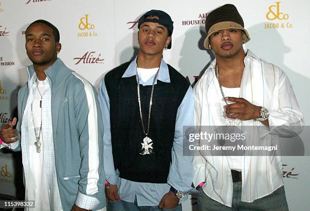 Boog, Lil Fizz and Raz B of B2K during Alize House of Passions - Arrivals at Playboy Mansion in Bel Air, California, United States.