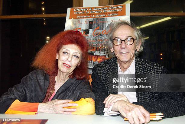 Jeanne-Claude and Christo during Christo and Jeanne-Claude Sign Their Book "The Gates: Central Park, New York City, 1979-2005" at The Strand in New...