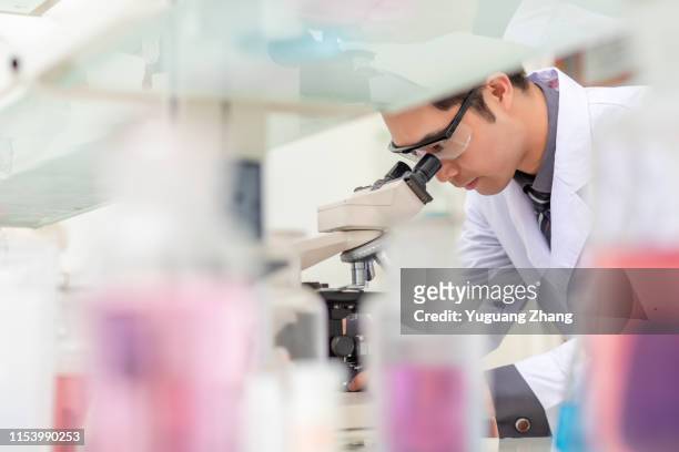 chemistry laboratory staff at work - biotechnologie stockfoto's en -beelden