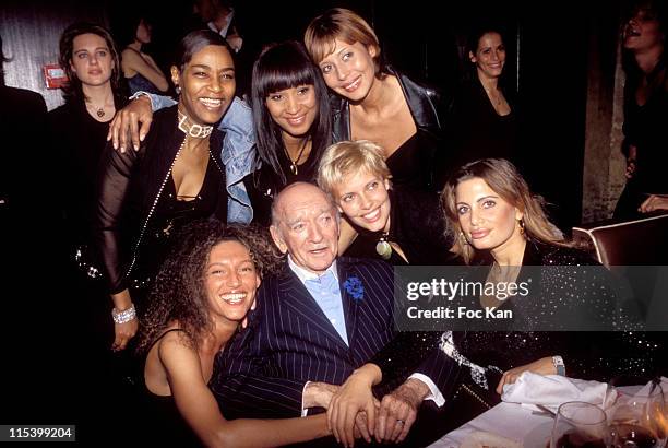Eddie Barclay and Girl Friends during Eddie Barclay birthday Party- at Club Les Bains in Paris, France.