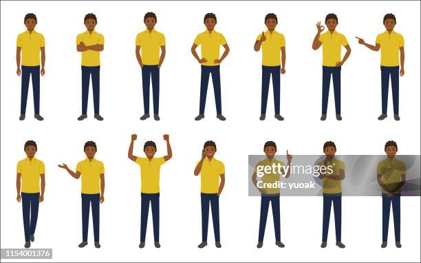 set of causal businessman isolated on white background - cartoon people standing stock illustrations