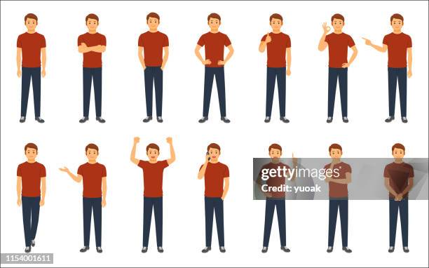 set of causal businessman isolated on white background - arms crossed stock illustrations stock illustrations
