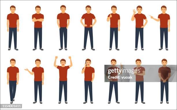 set of causal businessman isolated on white background - cartoon people standing stock illustrations