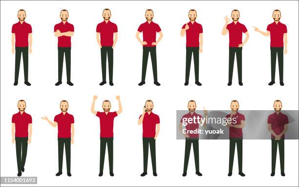 set of causal businessman isolated on white background - man with polo shirt stock illustrations