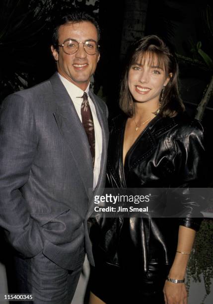 Sylvester Stallone and Jennifer Flavin during Sylvester Stallone and Jennifer Flavin Sighting at Spago's Restaurant in Hollywood - April 4, 1990 at...