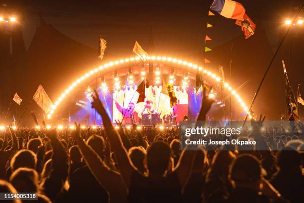 Wu-Tang Clan performs on the Orange stage on Day 7 of Roskilde Festival on July 5, 2019 in Roskilde, Denmark.