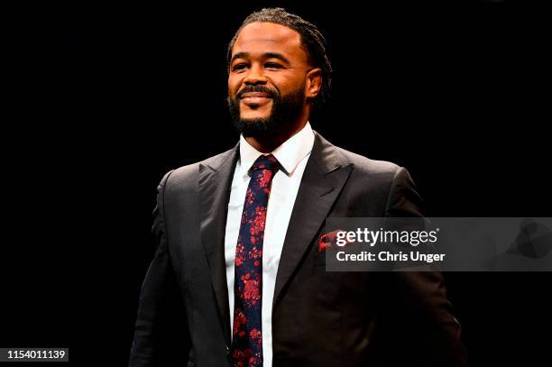 Rashad Evans is inducted into the UFC Hall of Fame during the UFC Hall of Fame Class of 2019 Induction Ceremony inside The Pearl at The Palms Casino...