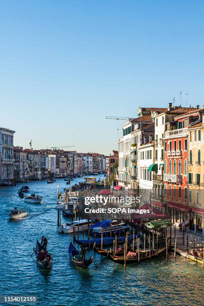 Grand Canal viewed from Rialto Bridge in Venice.