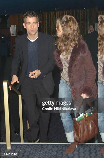 Clive Owen and guest during "Derailed" London Premiere - Departures at Curzon Mayfair in London, Great Britain.