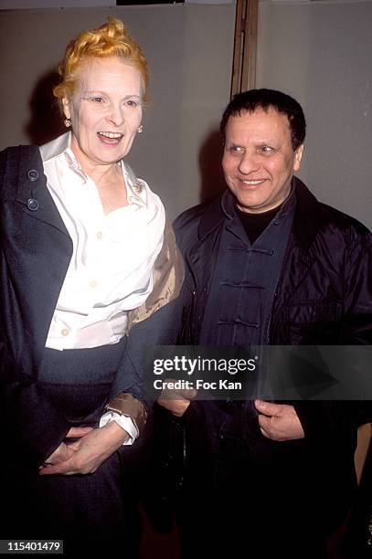 Vivienne Westwood and Azzedine Alaia during Paris Fashion Week Autumn Winter 2005/2006 - Westwood - Backstage at Carrousel du Louvre in Paris, France.