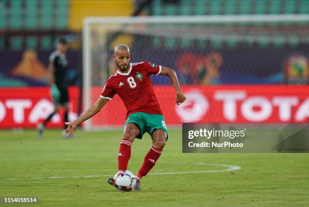 Karim El Ahmadi Aroussi of Morocco during the 2019 African Cup of Nations match between Marocco and Benin at the Al Salam Stadium in Cairo, Egypt on...