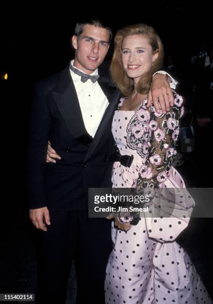 Tom Cruise and Mimi Rogers during Swifty Lazar's Post Oscar Party at Spago's Restaurant in Hollywood, California, United States.