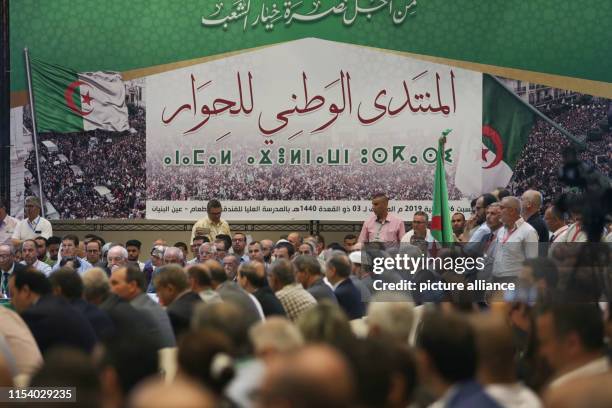 July 2019, Algeria, Algiers: Members of political parties, representatives of the civil society and national personalities attend the National Forum...