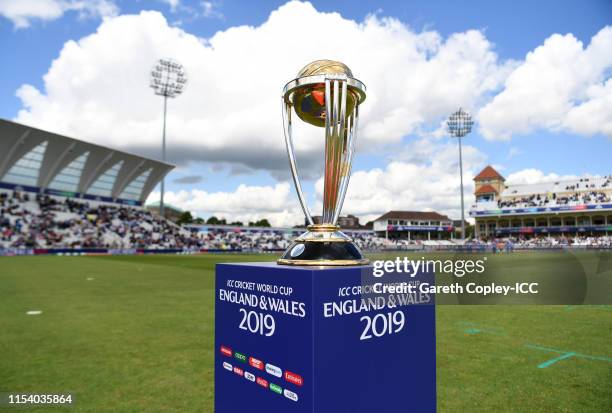 General view of the World Cup Trophy during the Group Stage match of the ICC Cricket World Cup 2019 between Australia and West Indies at Trent Bridge...