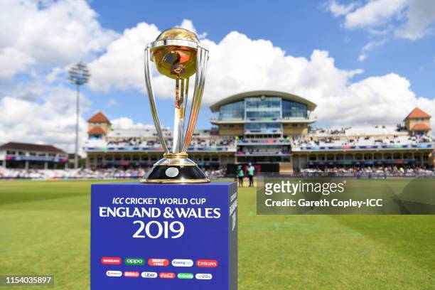 General view of the World Cup Trophy during the Group Stage match of the ICC Cricket World Cup 2019 between Australia and West Indies at Trent Bridge...