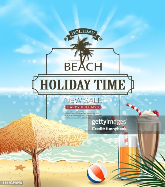 ilustraciones, imágenes clip art, dibujos animados e iconos de stock de hermosa etiqueta de playa - bolsa de playa
