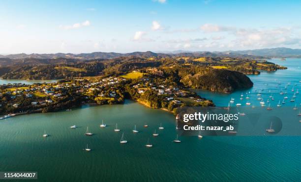 overlooking at bay of islands. - russell stock pictures, royalty-free photos & images