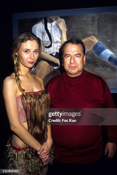 Eva Kowalewska and Paul Loup Sulitzer during Eva Kowalewska Exhibition at Musee de l'Erotisme Pigalle in Paris, France.