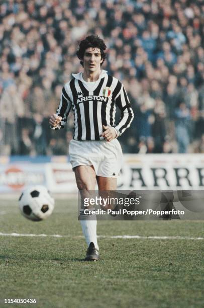 Italian professional footballer Paolo Rossi, striker with Juventus FC, pictured in action during the Serie A match between Juventus and Fiorentina in...
