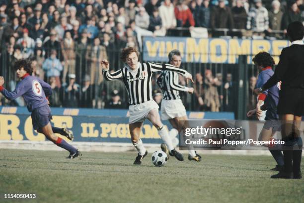 Polish professional footballer Zbigniew Boniek, midfielder with Juventus FC, pictured in action during the Serie A match between Juventus and...