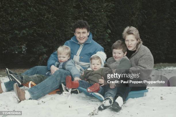 Scottish professional footballer Jim Bett, midfielder with Belgian club Sporting Lokeren, pictured at home with his Icelandic born wife Audur and...