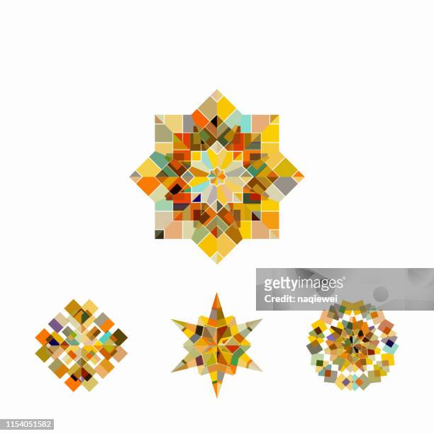 vector mosaic mandala pattern symbol collection - paisley pattern stock illustrations