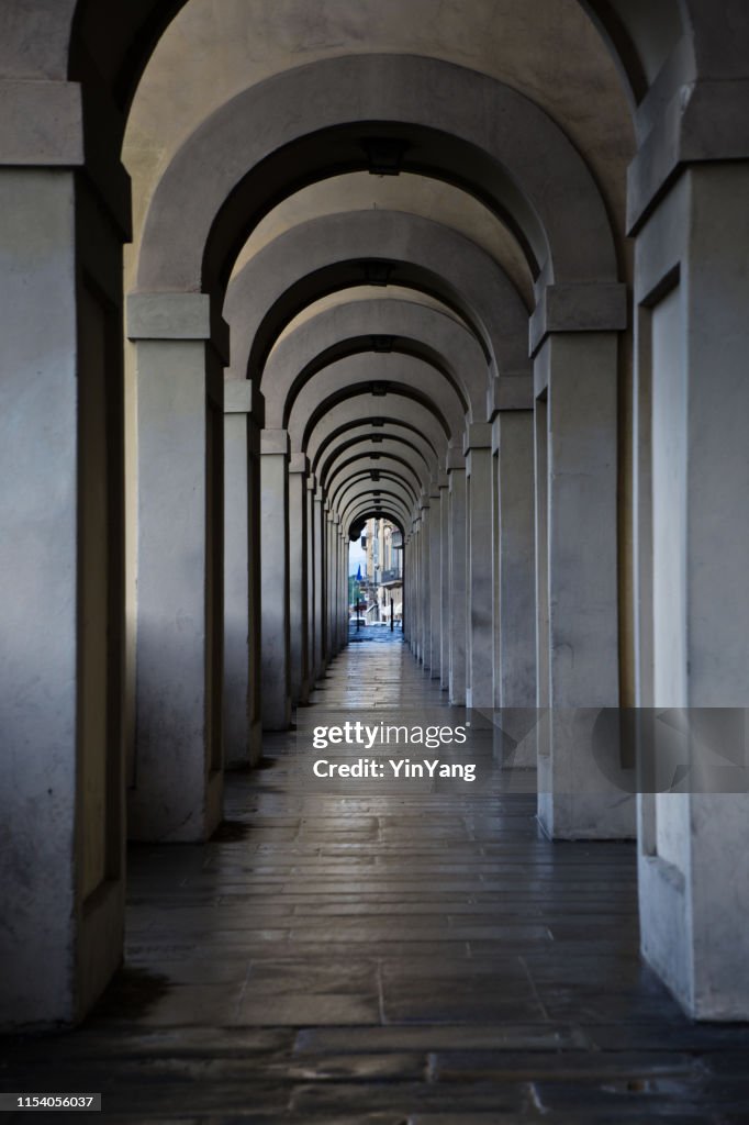 The Covered Walkway Around the Uffizi Art Museum of Florence, Italy
